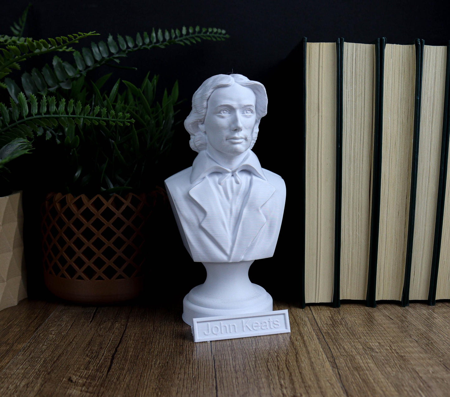 John Keats Bust, Romantic Poet Sculpture, Literary Bookshelf Decor, Gift for Poetry Lovers