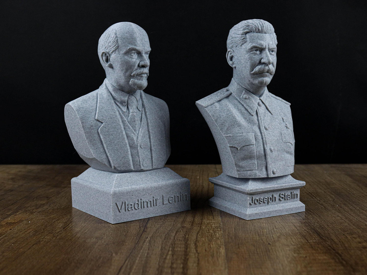 Vladimir Lenin and Joseph Stalin Busts, Russian Leadership Statues.