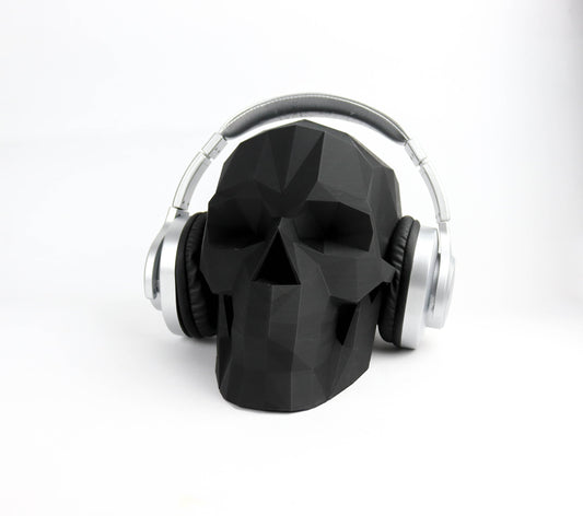 Low Poly Skull Headphone Holder, Skull Horror Decor Headphone stand