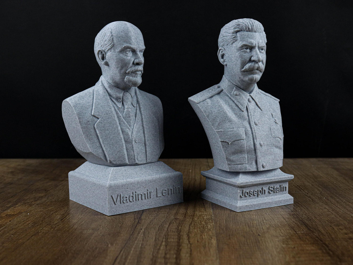 Vladimir Lenin and Joseph Stalin Busts, Russian Leadership Statues.