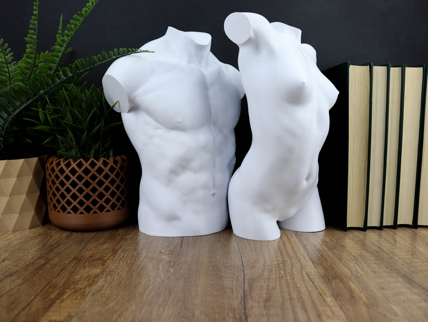 Male and Female Sculpture, Female Male Bust, Torso Naked Body Gift for her, Sculpture Decor