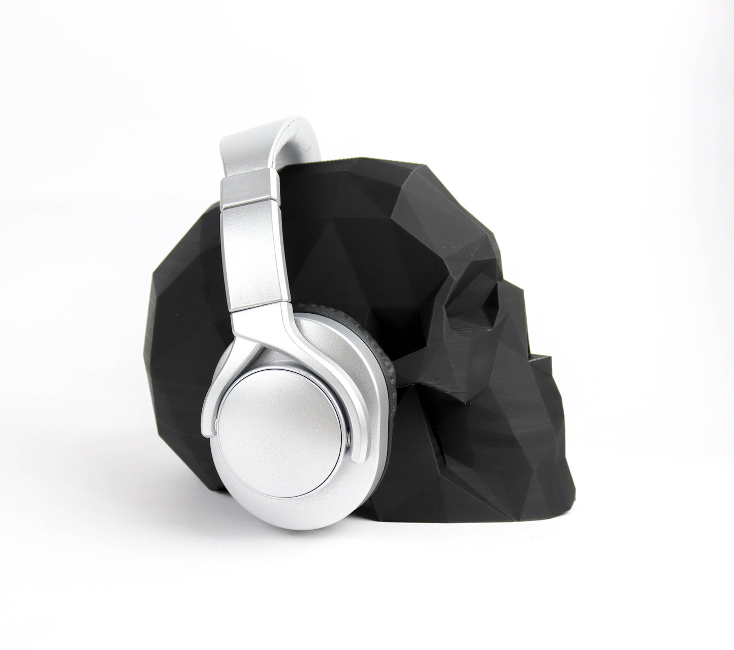 Low Poly Skull Headphone Holder, Skull Horror Decor Headphone stand
