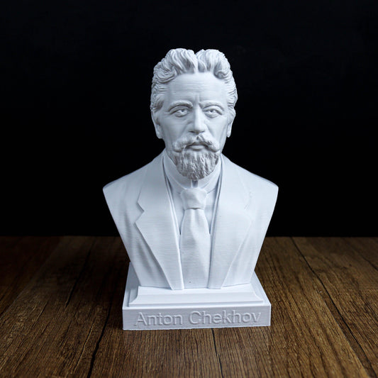 Anton Chekhov Bust, Russian Writer Sculpture, Bookshelf Decor for Literature Lovers