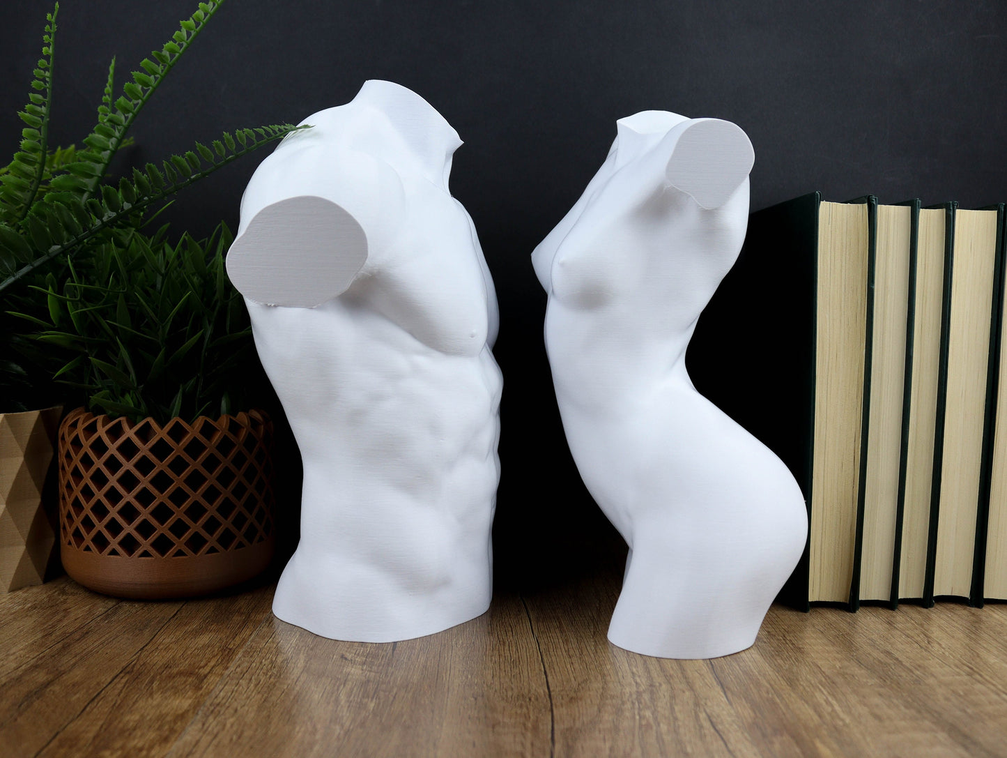 Male and Female Sculpture, Female Male Bust, Torso Naked Body Gift for her, Sculpture Decor