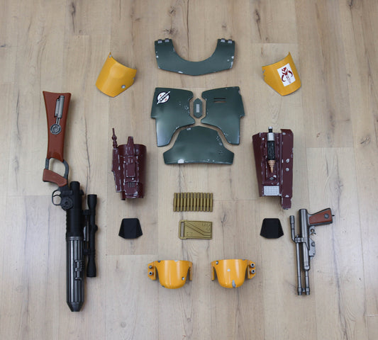 Boba Fett Wearable Armor and Blasters Custom Made re-painted Set