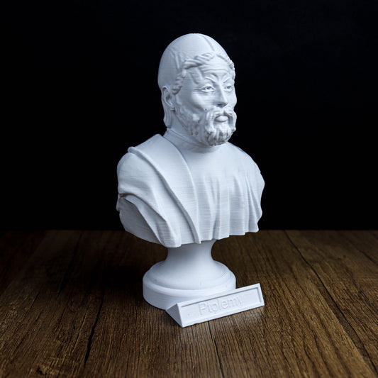 Ptolemy Bust, Ancient Astronomer and Philosopher Sculpture, Bookshelf Decor