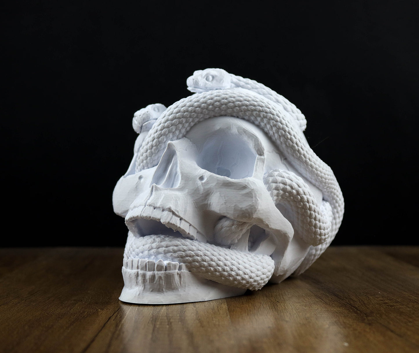 Skull and Snake Headphone Holder, Headset Stand, Bust, Sculpture, Decoration