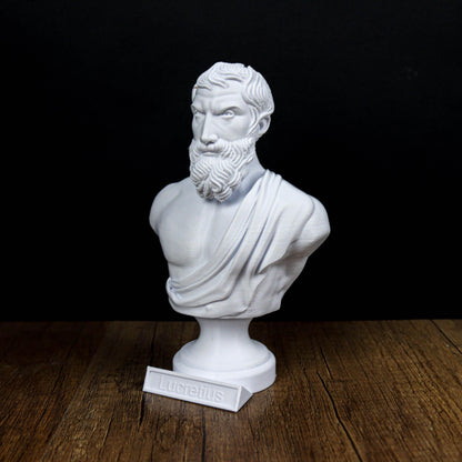 Lucretius bust, Roman philosopher statue, classical decor