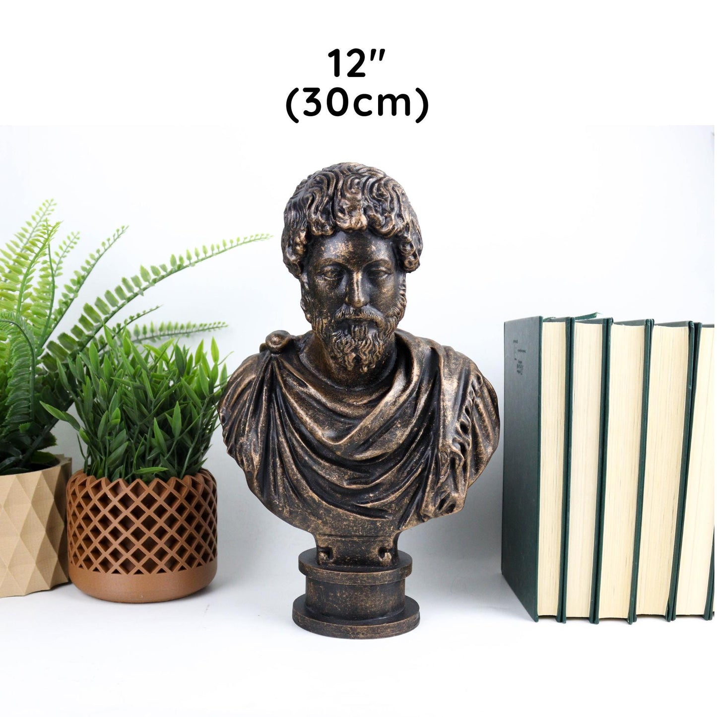 Statue of Marcus Aurelius Weathered/Aged 3d Bust Sculpture, Roman Statuette Decor