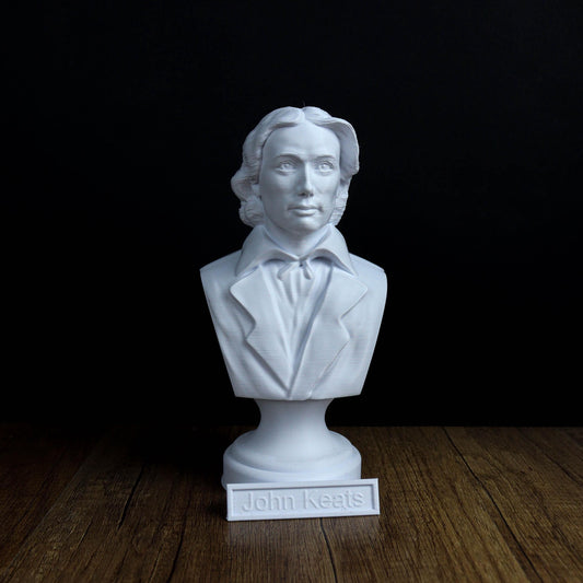 John Keats Bust, Romantic Poet Sculpture, Literary Bookshelf Decor, Gift for Poetry Lovers