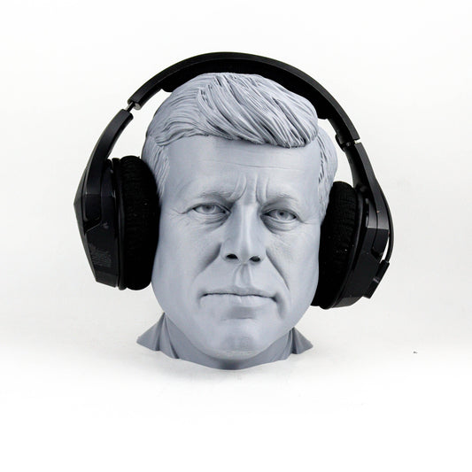 John F. Kennedy Headphone Holder, JFK Head Statue, Desktop Decor Headphone Stand, Bust