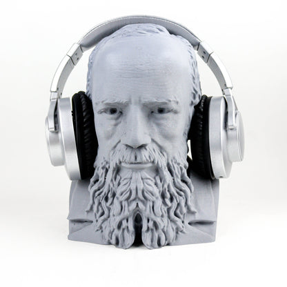 Fyodor Dostoevsky Headphone Holder, Russian Novelist Head Statue, Gift for Poetry
