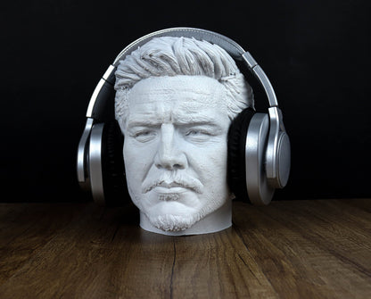 Pedro Pascal Headphone Holder, Headset Stand, Bust, Sculpture, Decoration