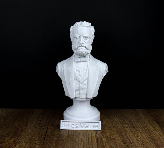 Jules Verne Bust, French Novelist and Poet Sculpture