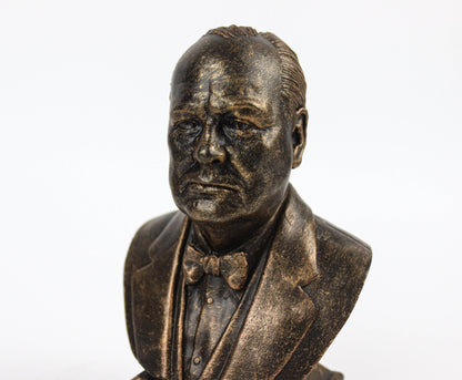 Sir Winston Churchill Statue, WW2 British Prime Minister Weathered/Aged Bust