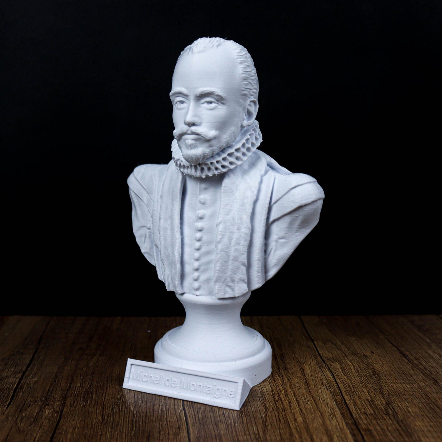 Michel de Montaigne Bust, Renaissance Philosopher Sculpture for Library or Office Decor