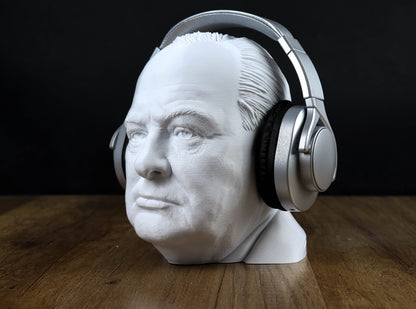 Winston Churchill Bust, British Prime Minister Sculpture, Headphone Holder Decoration
