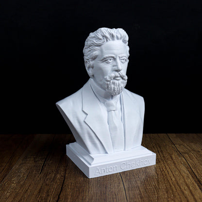 Anton Chekhov Bust, Russian Writer Sculpture, Bookshelf Decor for Literature Lovers