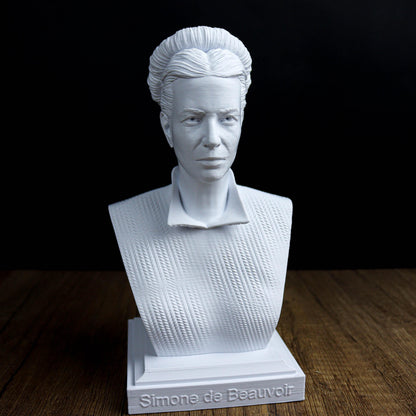Simone de Beauvoir Bust, French Philosopher, Feminist Icon Statue for Bookshelf and Home Decor