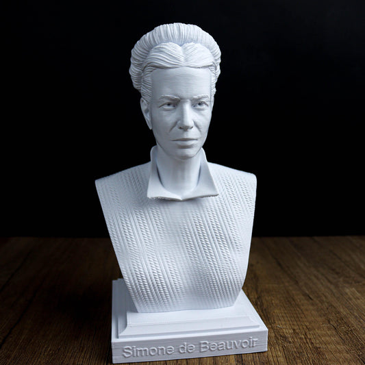 Simone de Beauvoir Bust, French Philosopher, Feminist Icon Statue for Bookshelf and Home Decor