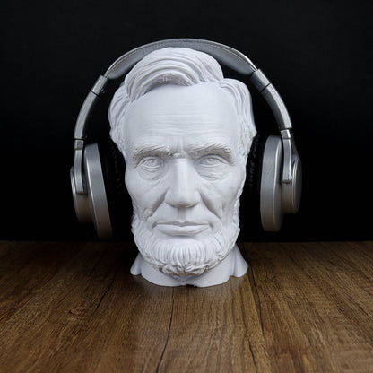 Abraham Lincoln Head Statue, Headphone Holder, Desktop Decor Headphone Stand Bust