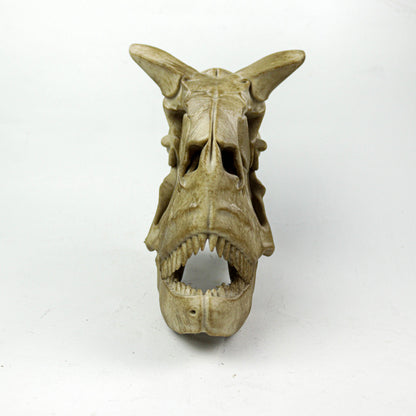 Aged Carnotaurus Skull Replica: Dinosaur Fossil Decor