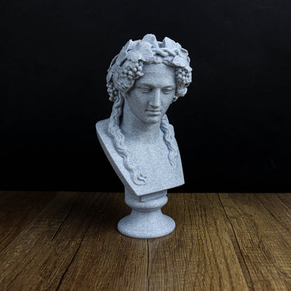 Head of Bacchus Bust, Dionysus Sculpture, Ancient Greco-Roman Statue