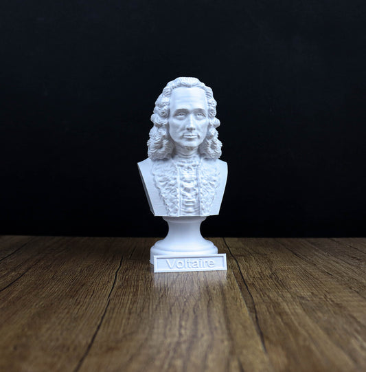 Voltaire Bust, French Enlightenment Writer Sculpture, Philosopher Historian Statue