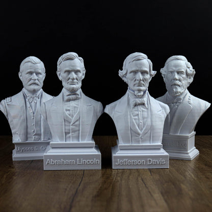 American Civil War Busts, Value Pack Collection: Abraham Lincoln, Jefferson Davis, Ulysses S Grant, Robert E Lee