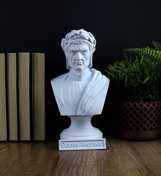 Dante Alighieri Bust, Italian Poet Sculpture Active