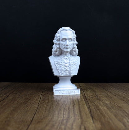 Voltaire Bust, French Enlightenment Writer Sculpture, Philosopher Historian Statue