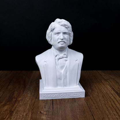 Honoré de Balzac Bust, French Writer Sculpture for Bookshelf & Literary Decor