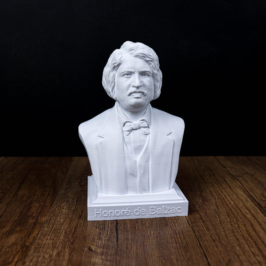 Honoré de Balzac Bust, French Writer Sculpture for Bookshelf & Literary Decor