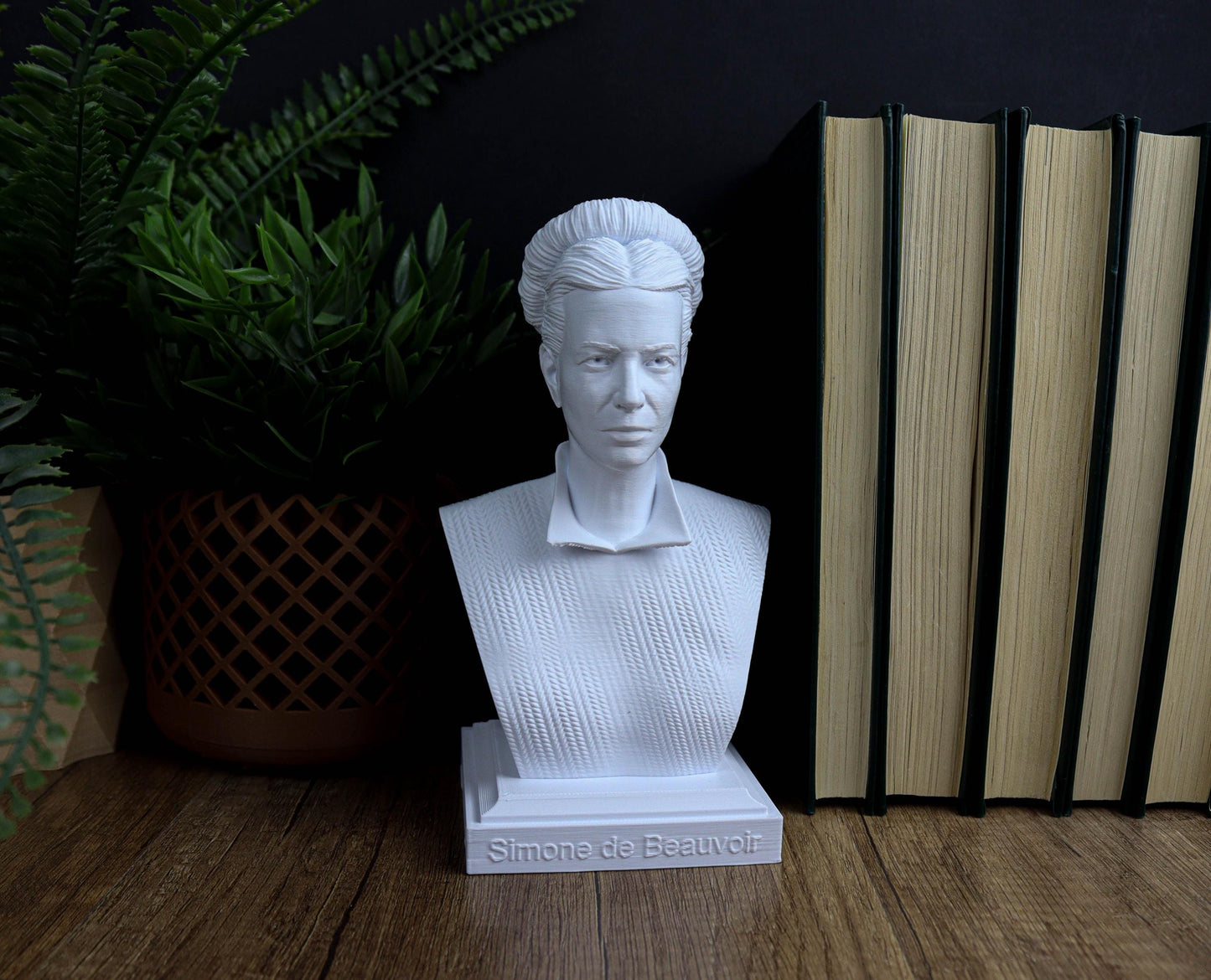 Simone de Beauvoir Bust, French Philosopher, Feminist Icon Statue for Bookshelf and Home Decor