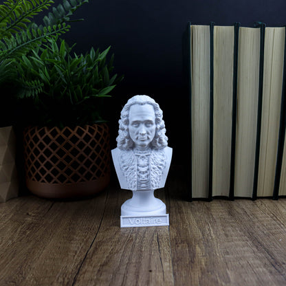 Voltaire Bust, French Enlightenment Writer Sculpture, Philosopher Historian Statue