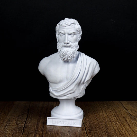 Lucretius bust, Roman philosopher statue, classical decor