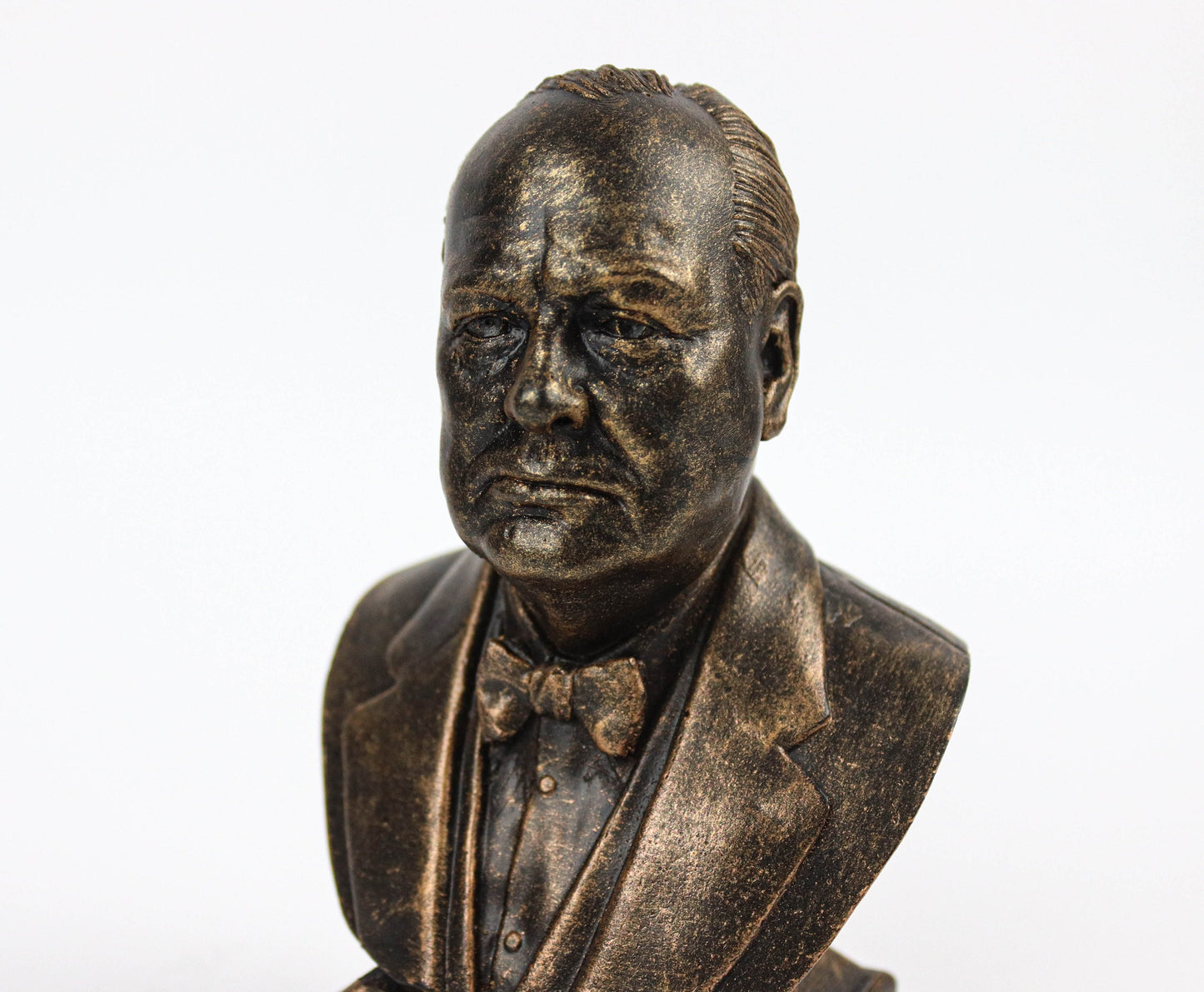 Sir Winston Churchill Statue, WW2 British Prime Minister Weathered/Aged Bust