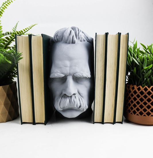 Friedrich Nietzsche Book Nook – Philosopher Bookshelf Insert, Literary Home Decor