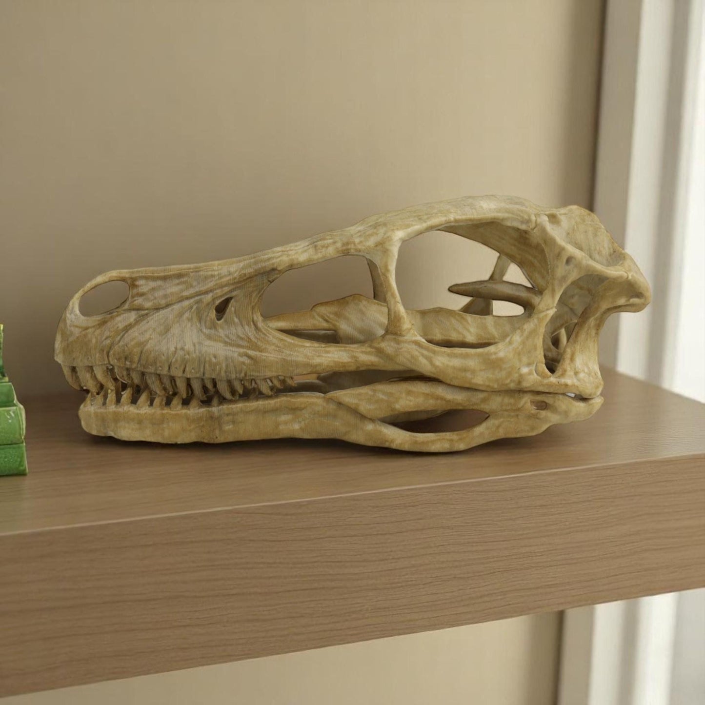 Velociraptor skull, Velociraptor Handpainted Aged Skull Replica, Prehistoric Dinosaur Fossil Decor, Jurassic Collectible Gift