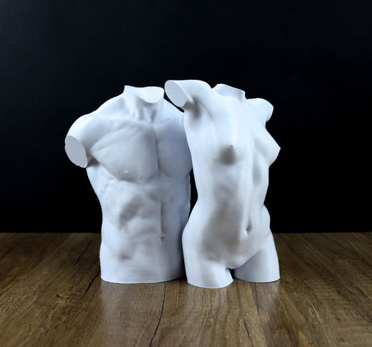 Male and Female Sculpture, Female Male Bust, Torso Naked Body Gift for her, Sculpture Decor