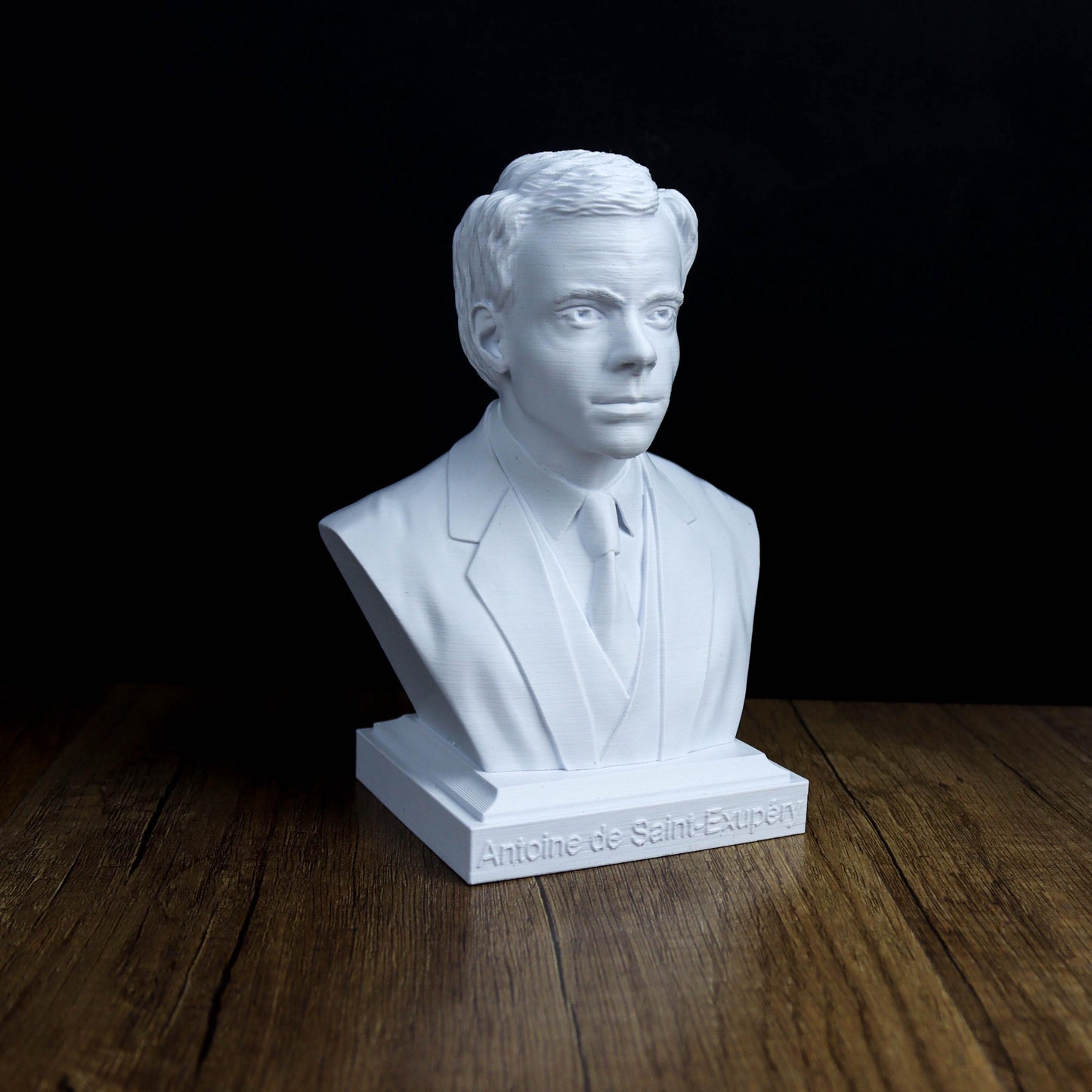 Antoine de Saint-Exupéry Bust, French Literary Sculpture for Bookshelf and Home Decor