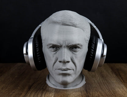 Steve McQueen Headphone Holder Bust, Headset Stand Figure, Room Decoration