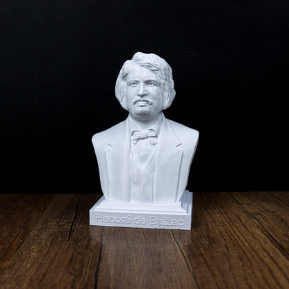 Honoré de Balzac Bust, French Writer Sculpture for Bookshelf & Literary Decor