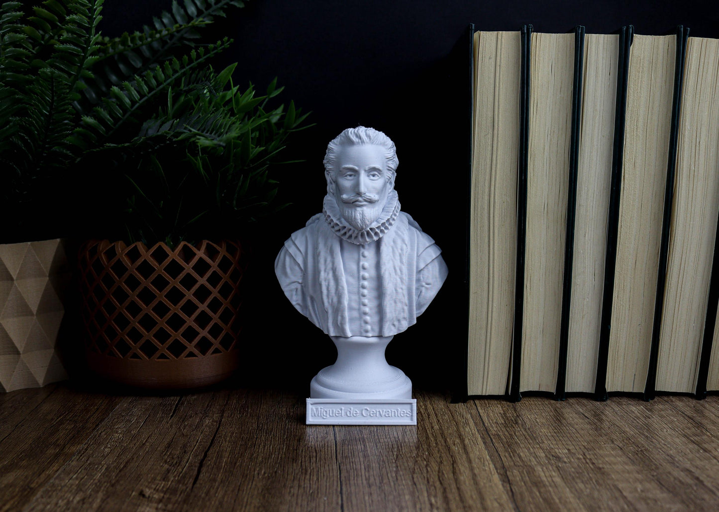 Miguel de Cervantes Bust, Don Quixote Author Sculpture for Bookshelf and Home Decor