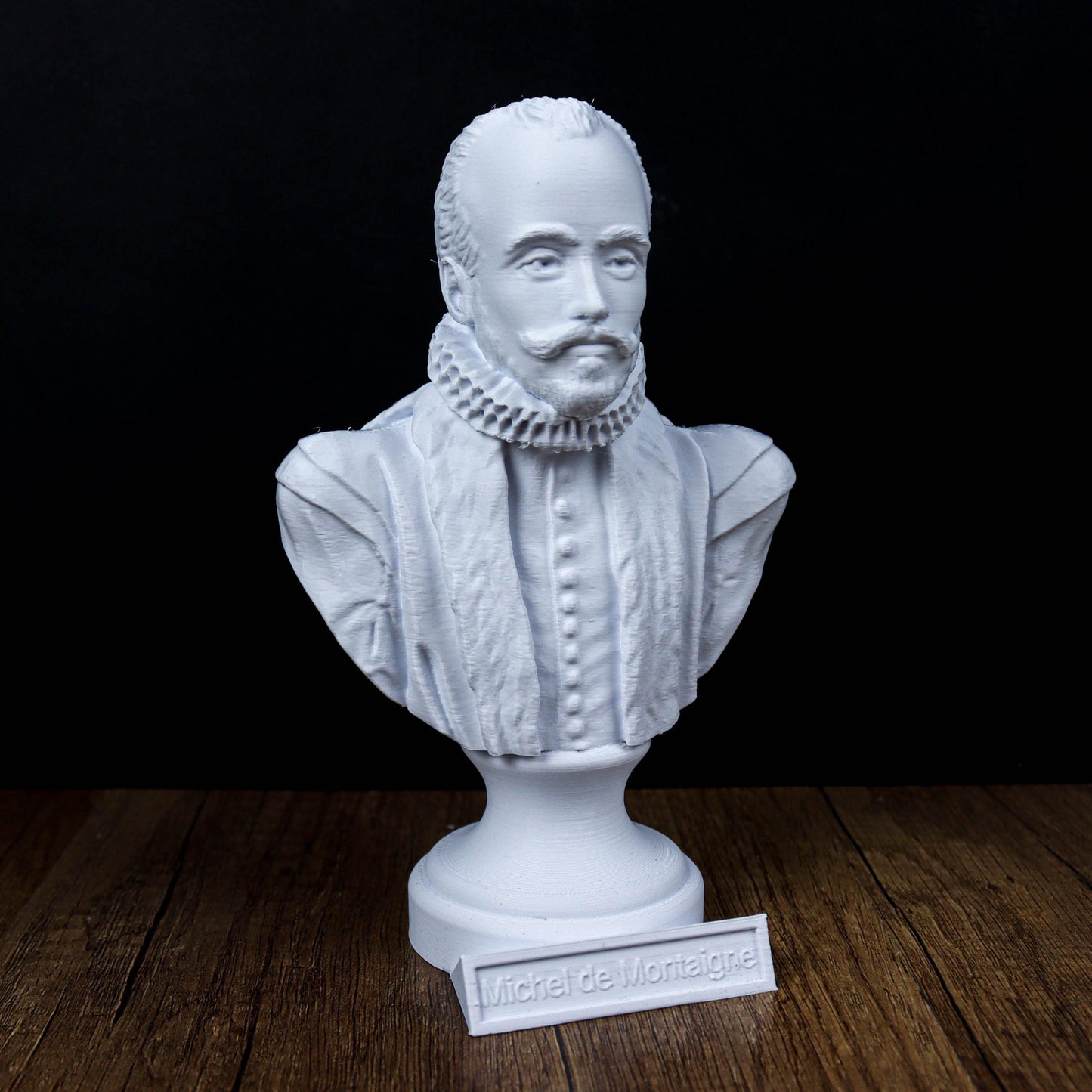 Michel de Montaigne Bust, Renaissance Philosopher Sculpture for Library or Office Decor