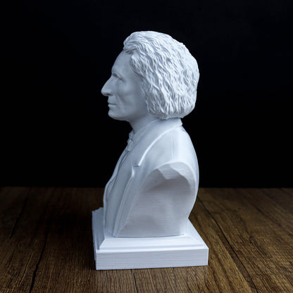 Franz Liszt Bust, Romantic Composer Sculpture for Bookshelf or Music Room Decor