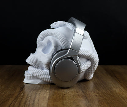 Skull and Snake Headphone Holder, Headset Stand, Bust, Sculpture, Decoration