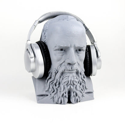 Fyodor Dostoevsky Headphone Holder, Russian Novelist Head Statue, Gift for Poetry