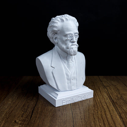 Émile Zola Bust, French Literary Figure Sculpture, Bookshelf and Home Decor Gift
