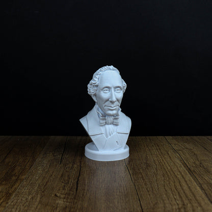 Hans Christian Andersen Bust, Danish author Statue, Bookshelf Decor Sculpture